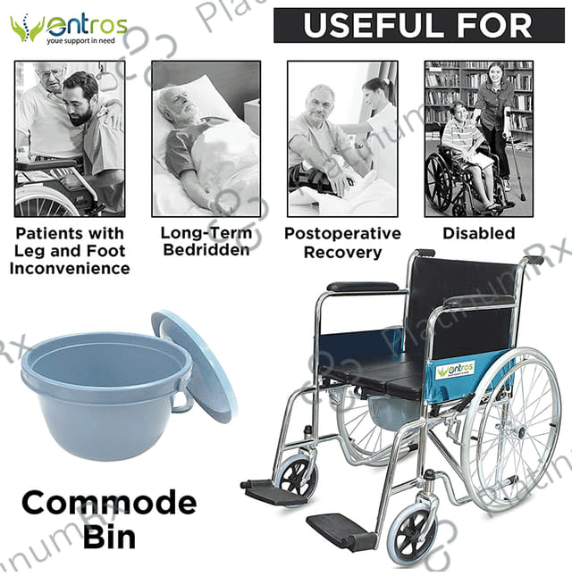 Entros KL609U Lightweight Wheelchair with Commode Seat Cushion & Pot