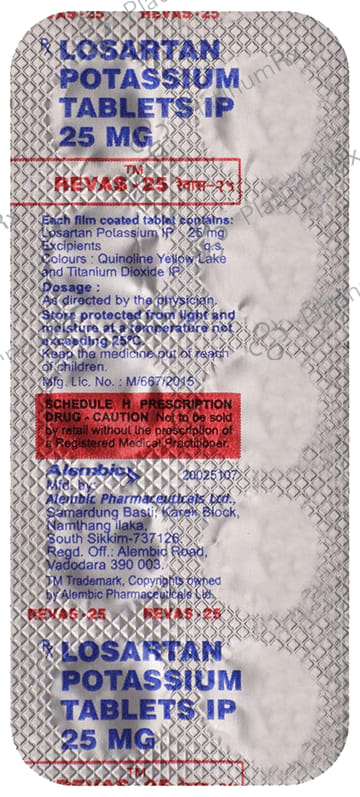 Revas 25mg Tablet 10s