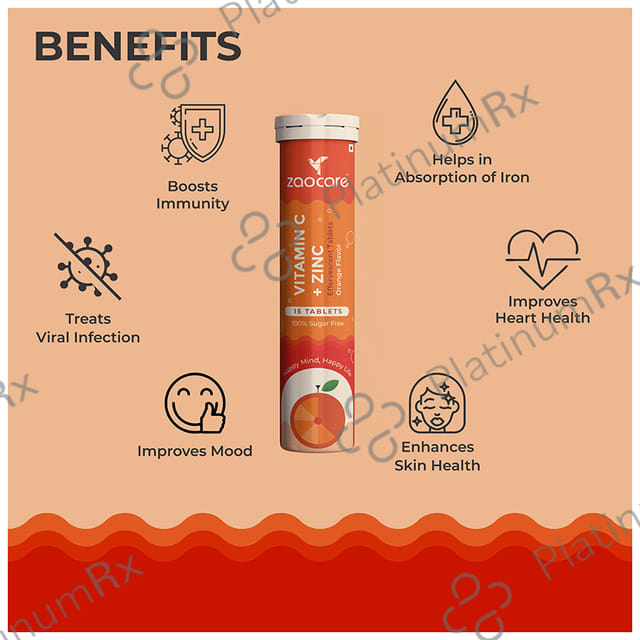 Zaocare Vitamin C + Zinc Effervescent Tablet Orange