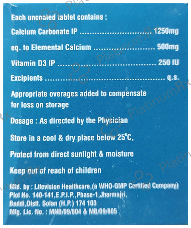 Shelgain 500mg/250IU Tablet 15s