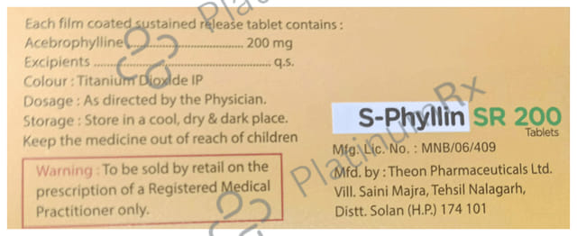 S Phyllin SR 200mg Tablet 10s