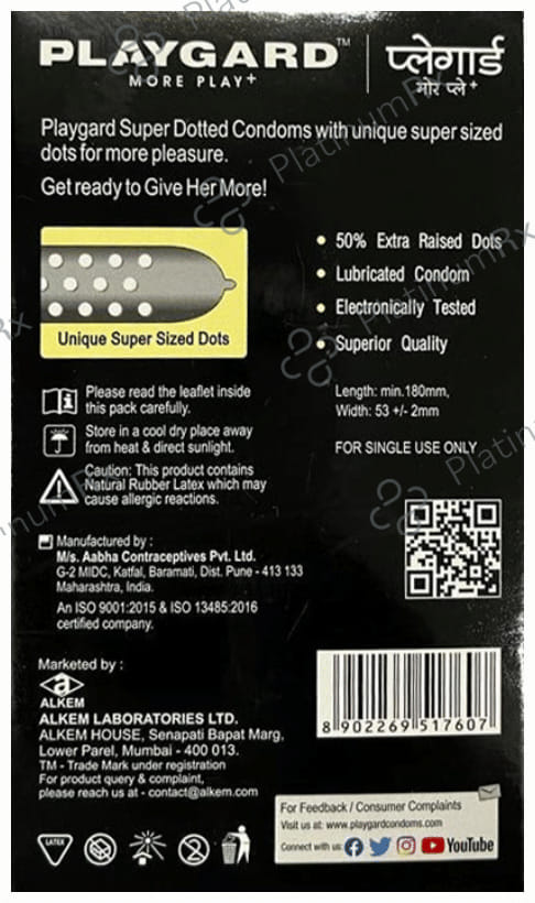 Playgard More Play + Super Butterscotch Dotted Condom 10s