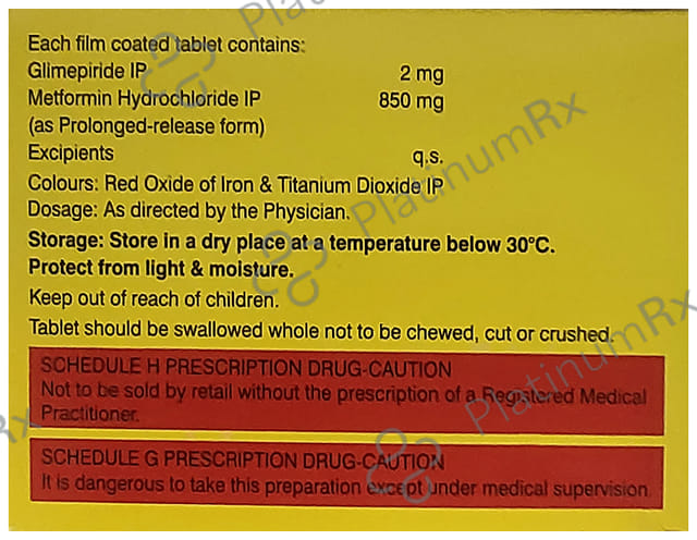 Glycomet GP 2/850mg Tablet PR 10s