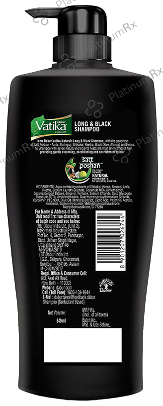 Dabur Vatika Naturals Amla & Bhringraj Long & Black Shampoo 640 ml