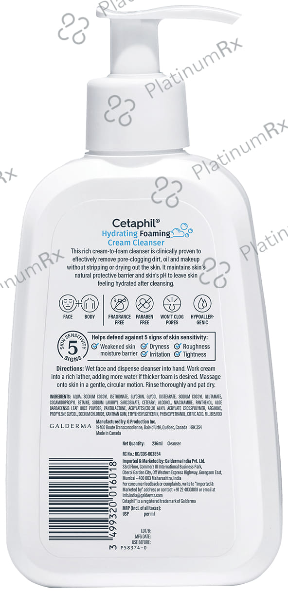 Cetaphil Hydrating Foaming Cream Cleanser 236ml