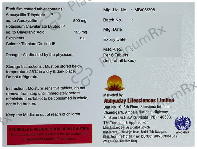 Clavinem 500/125mg Tablet 6s