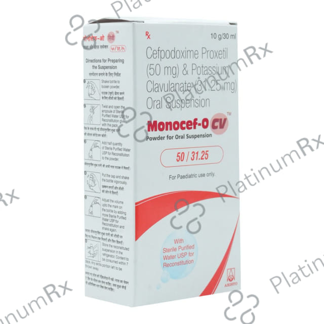 Monocef O CV 50/31.25 Pineapple Peppermint Flavour Suspension 30ml