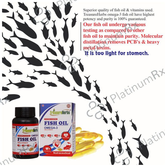 TreasureHerbs Enteric Coated Fish Oil Omega 3 Triple Strength Capsule 60s