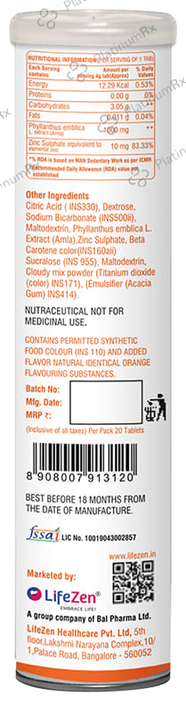 Tuskca Vitamin C + Zinc Effervescent Tablet Orange
