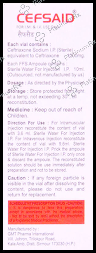 Cefsaid 1000mg Injection 1s