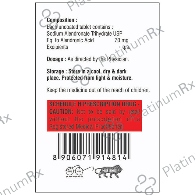 Alendate 70mg Tablet 4s