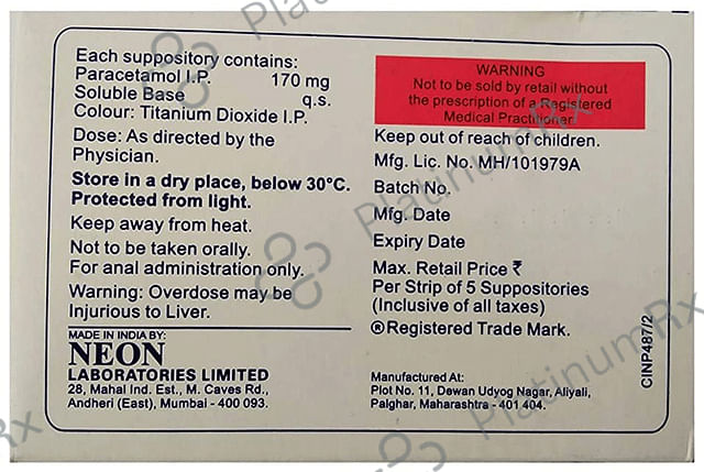 Neomol 170mg Anal Suppository 5s