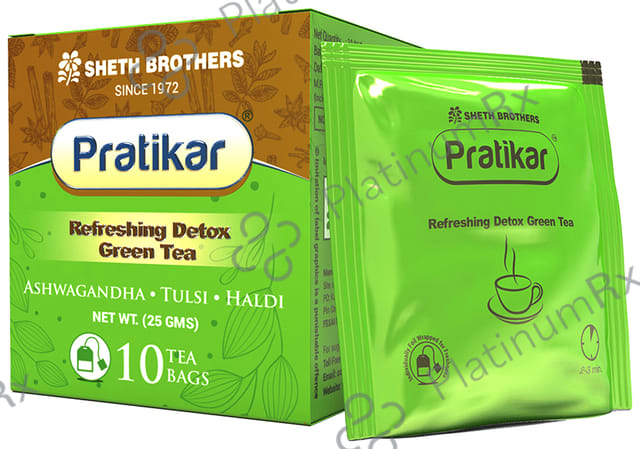 Pratikar Refreshing Detox Green Tea Bag with Ashwagandha, Tulsi & Haldi