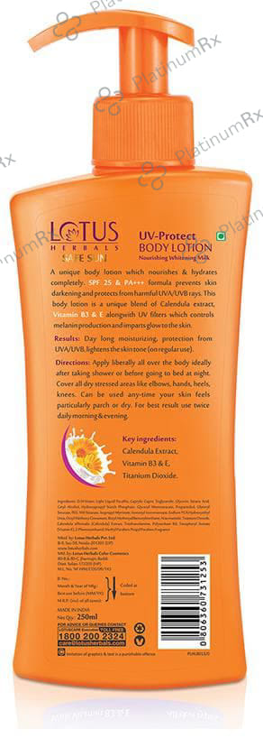Lotus Herbals Safe Sun UV Protect SPF 25 PA+++ Body Lotion 250ml