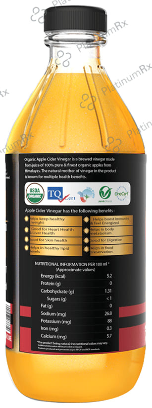 Dabur Himalayan Organic Apple Cider Vinegar ACV with Mother - Raw, Unfiltered & Unpasteurized