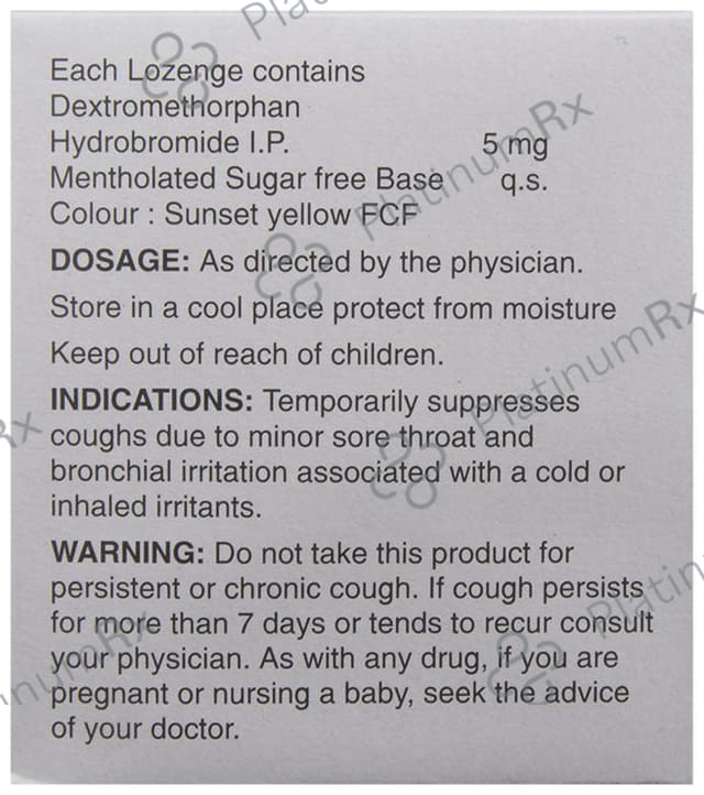 Alex Cough 5mg Sugar Free Lozenges 10s
