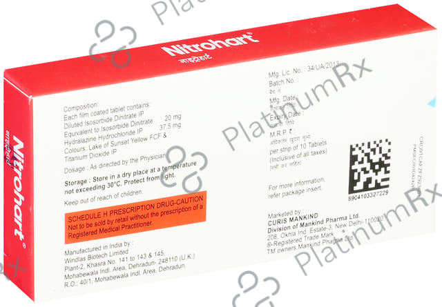 Nitrohart 37.5/20mg Tablet 10s