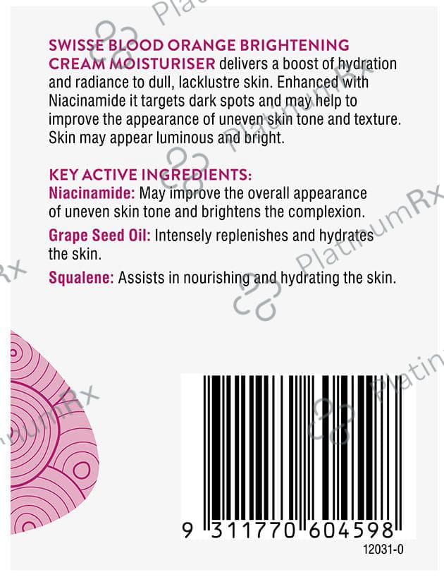 Swisse Skincare Blood Orange Brightening Cream Moisturiser