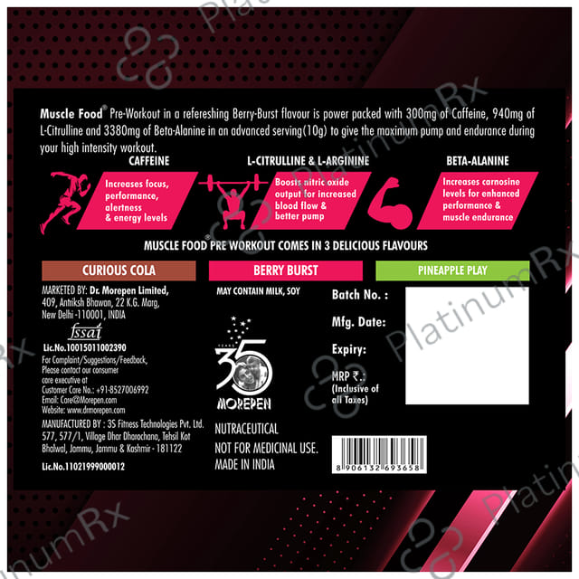 Dr. Morepen Muscle Food Pre Workout 300 Berry Burst