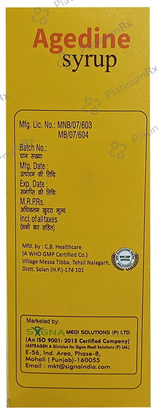 Agedine 2/275mg Syrup 200ml