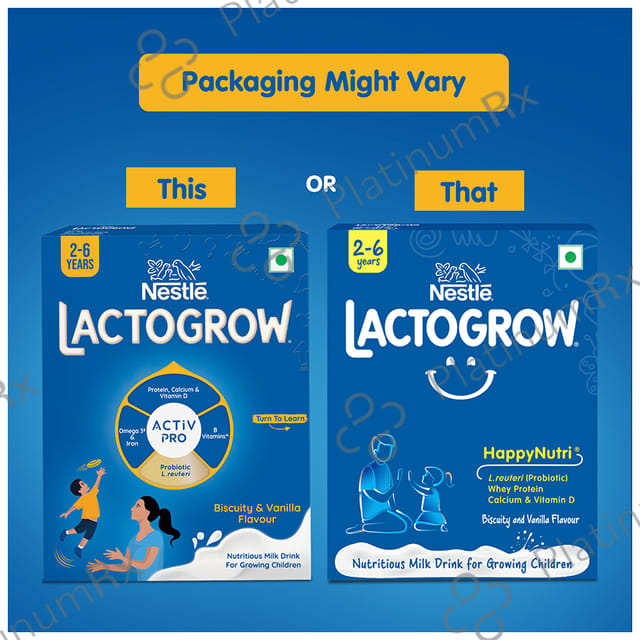 Nestle Lactogrow with Whey Protein, Calcium & Vitamin D (2 to 6 Years) - Flavour Biscuity and Vanilla