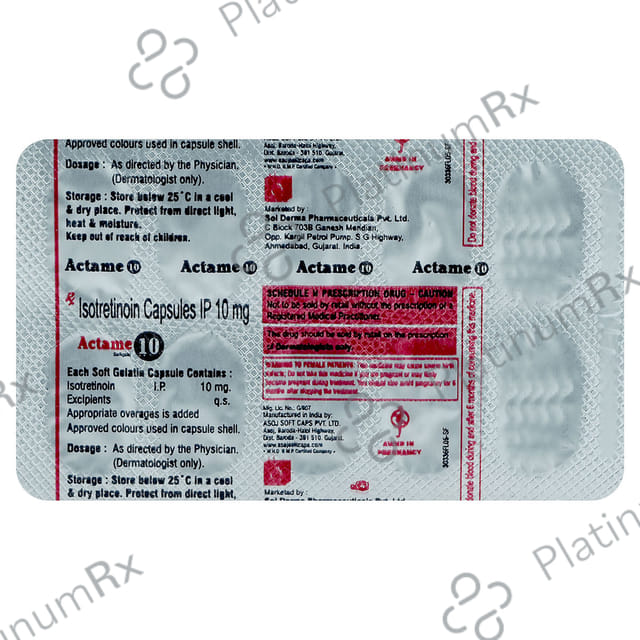Actame 10mg Soft Gelatin Capsule 10s