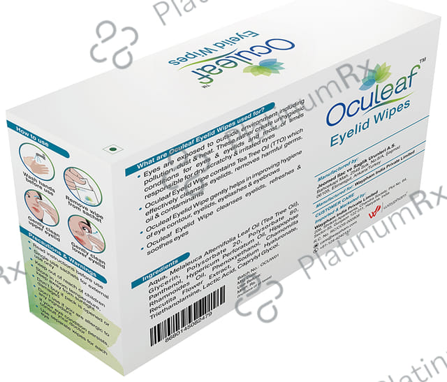 Oculeaf Eyelid Wipes with Tea Tree Oil - For Eyelid & Eyelashes Cleansing 12 wipes