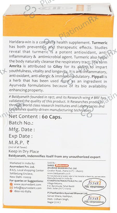 Baidyanath Ayurvedant Haridra-Win Capsule