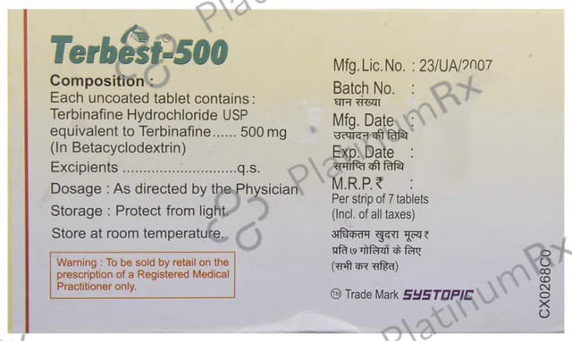 Terbest 500mg Tablet 7s