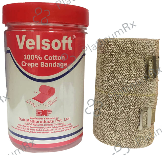 Velsoft 100% Cotton 8cm x 4m Crepe Bandage 1s