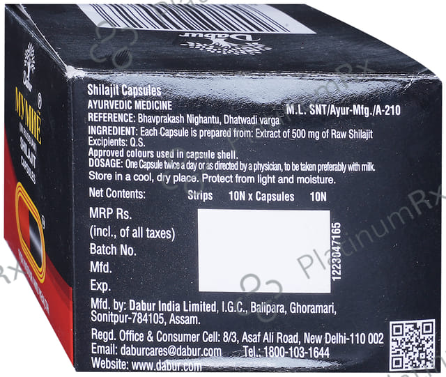 Dabur Shilajit Ayurvedics For Immunity, Vigour, Strength, Stamina & Power Capsule 10s
