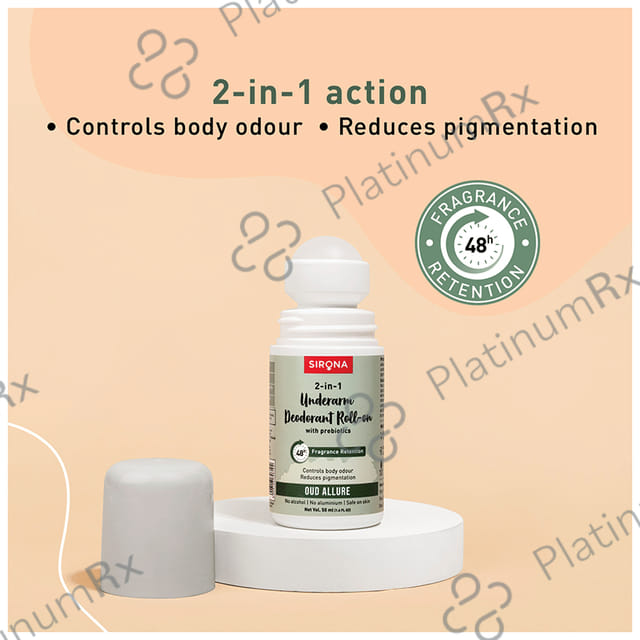 Sirona 2 in 1 Underarm Deodorant Roll-On Oud Allure
