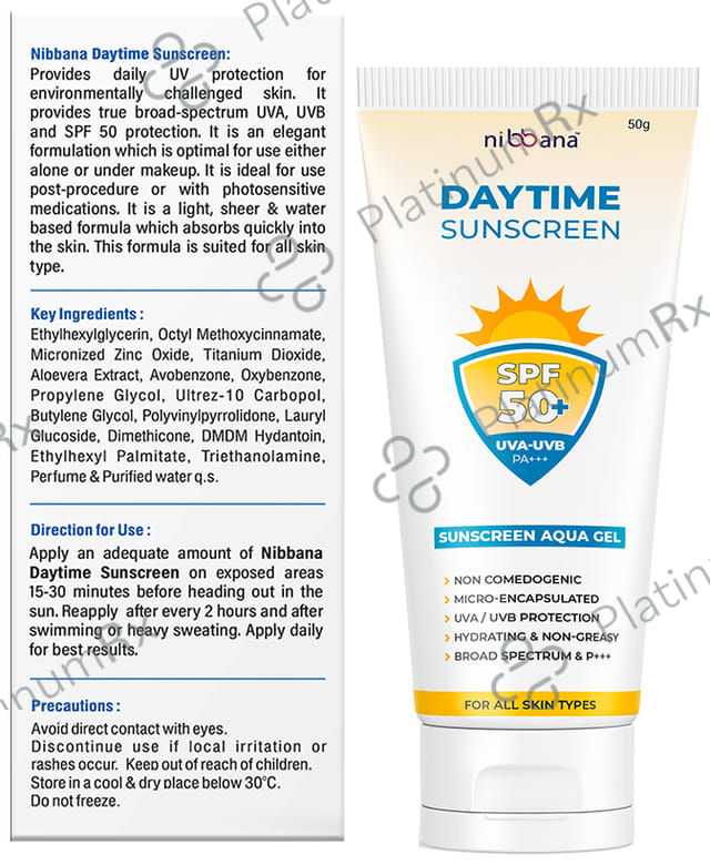 Nibbana Daytime Sunscreen SPF 50 PA+++ Cream 50gm