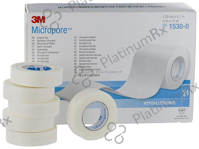 3M 1530-0 Micropore Adhesive Tape 1/2 inch x 10 yard (24 Tapes)