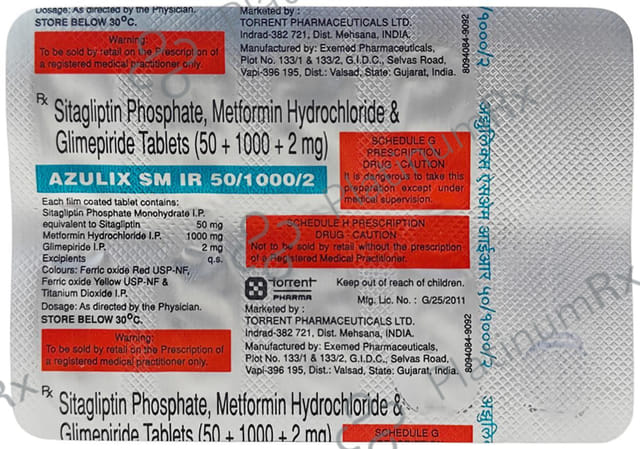Azulix SM IR 50mg/1000mg/2mg Tablet 10s