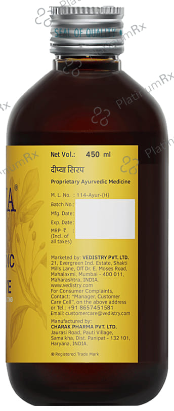 Dipya Ayurvedic Digestive Care Syrup For Indigestion & Gas 450 ml