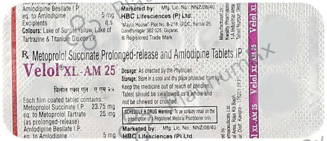 Velol AM 5mg/25mg Tablet XL