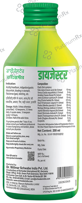 Dr Willmar Schwabe India Dizester Herbal Digestive Tonic Sugar Free