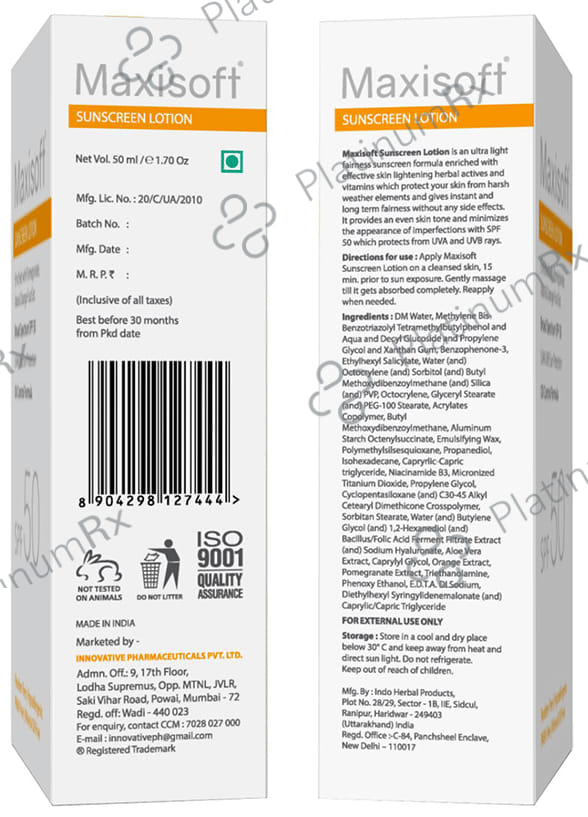 Maxisoft Sunscreen SPF 50 Lotion 50ml