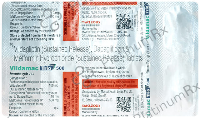 Vildamac Trio 10/500/100mg Tablet 10s
