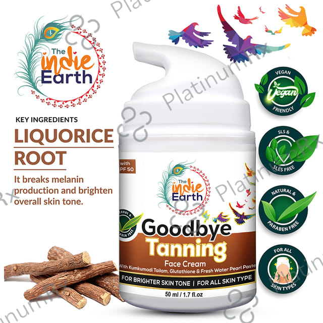 The Indie Earth Goodbye Tanning SPF 50 Face Cream 50ml