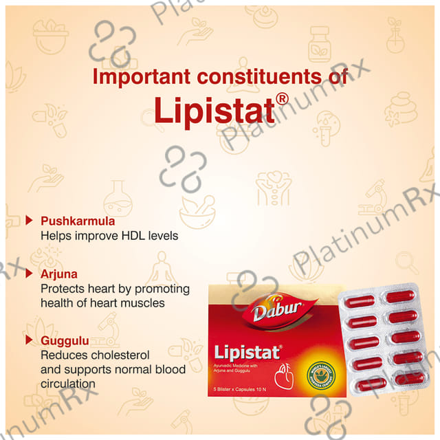 Dabur Lipistat Capsule with Arjuna & Guggulu - For Heart Health