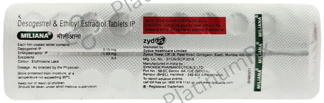 Miliana 0.15/0.035mg Tablet 21s