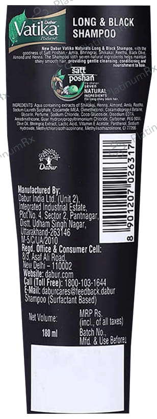 Dabur Vatika Naturals Amla & Bhringraj Long & Black Shampoo 180 ml