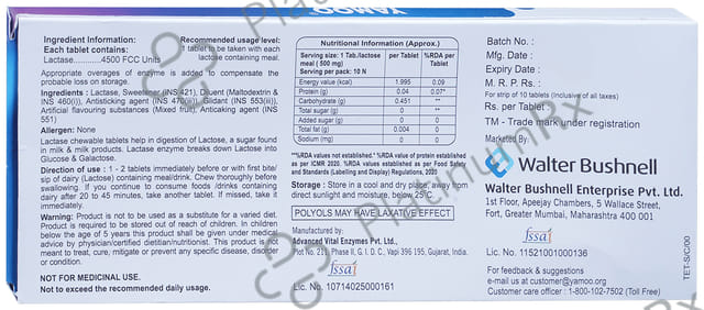 Yamoo Lactase 4500IU Chewable Tablet 10s