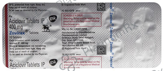 Zovirax 400mg Tablet 10s