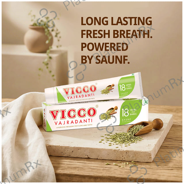Vicco Vajradanti Ayurvedic Medicine for Healthy Gums and Teeth - Saunf 80 gm