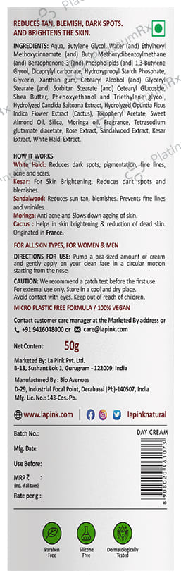 La Pink Ubtan White Haldi SPF 15 Day Cream 50gm