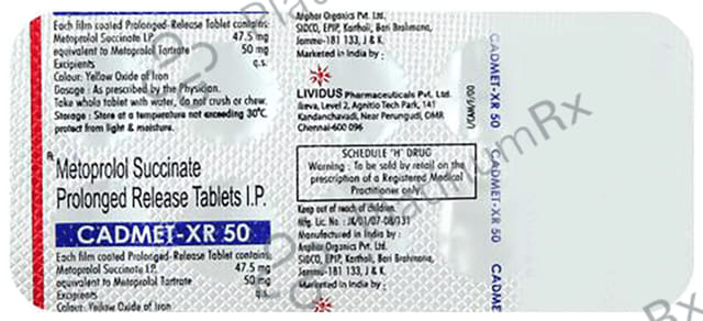 Cadmet XR 50mg Tablet PR 10s