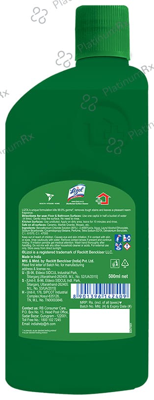 Lizol Disinfectant Surface Cleaner Neem 500 ml